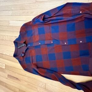 Lululemon Men's Blue and Red Plaid Shirt